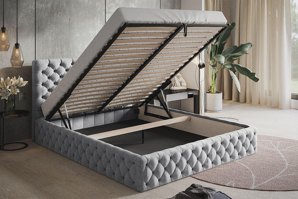 POLSTERBETT 200x200 mit Metall Lattenrost Furis, Glamour, Dunkelgrau - Dunkelgrau, Holz/Textil (200/200cm) - Emporius