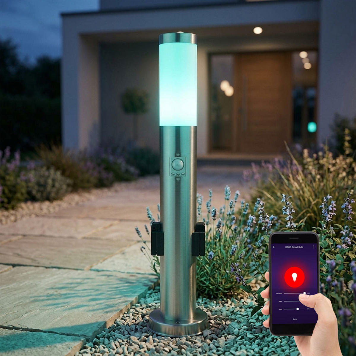 LED AUSSENLEUCHTE Edelstahl Silber - Silberfarben, Kunststoff (7.6/11/30cm)