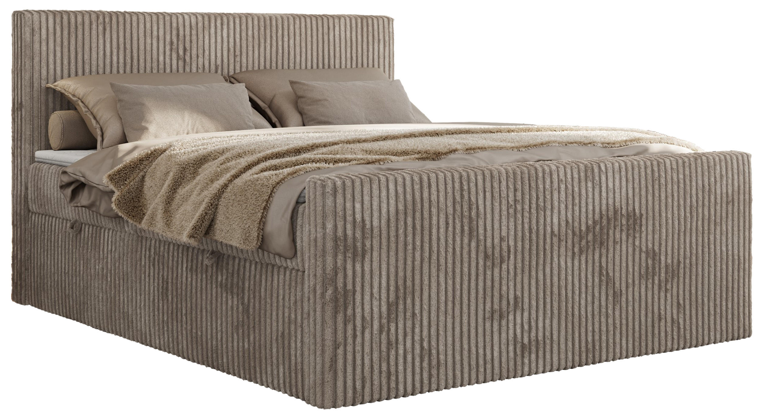 BOXBETT TILIANO DUO 200/200 - Hellbraun Cord - H3 - Hellbraun, Textil (200/200cm) - MKS