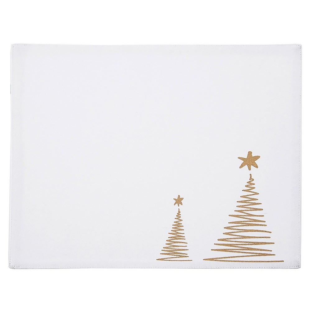 TISCHSET WEIHNACHTSBAUM, Baumwolle, weiß/gold, 33,5 x 26 cm - Goldfarben/Weiß, Textil (1cm) - Orion 