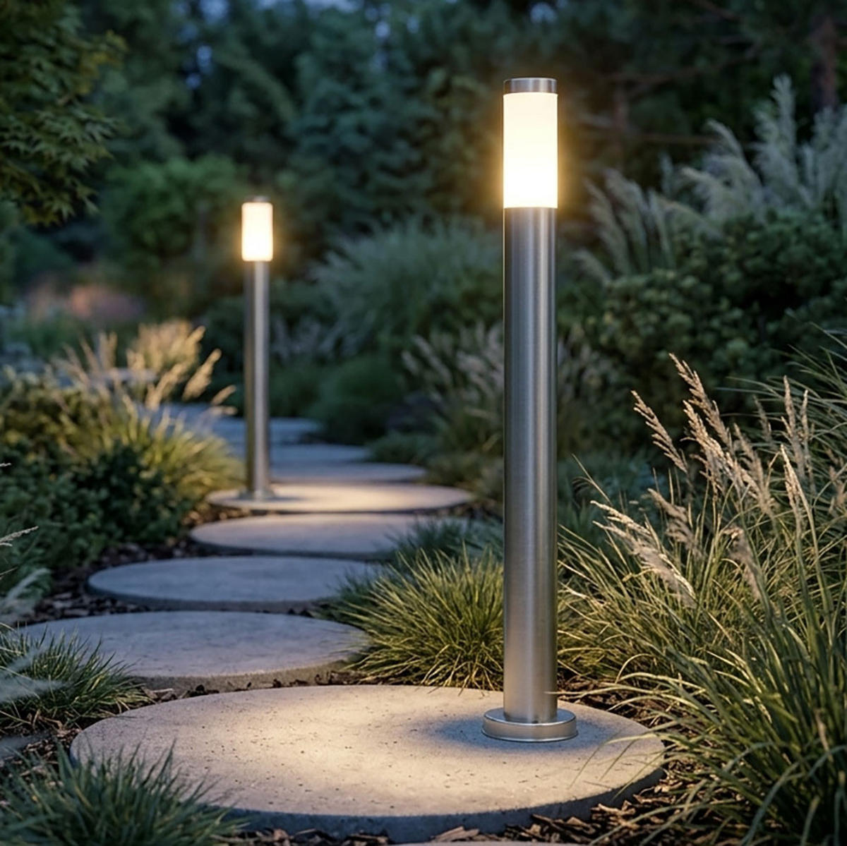LED WEGELEUCHTE Edelstahl Silber 2er Set - Silberfarben, Metall (7.6/7.6/110cm)