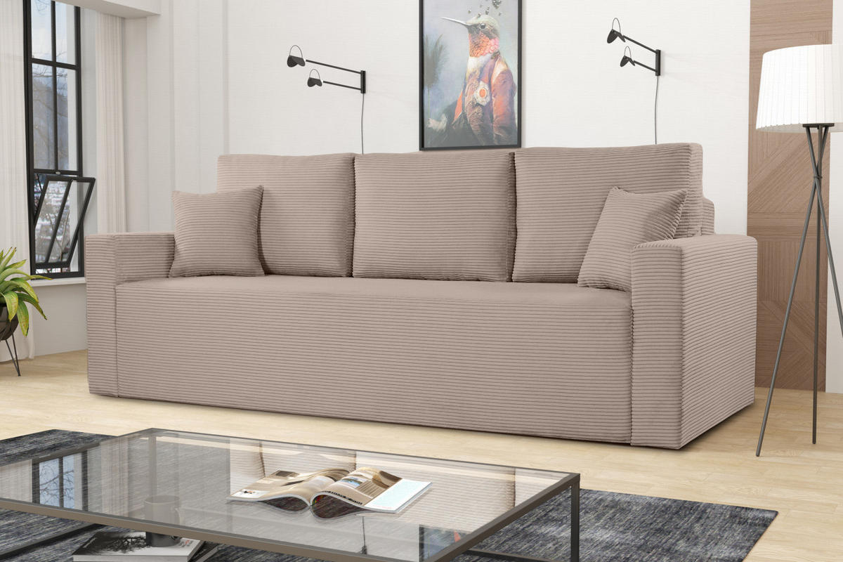 SCHLAFSOFA ZOOM Mit Bettkasten Stoff Zoom Beige - Beige, Holz/Textil (227/90/92cm) - Kaiser Möbel