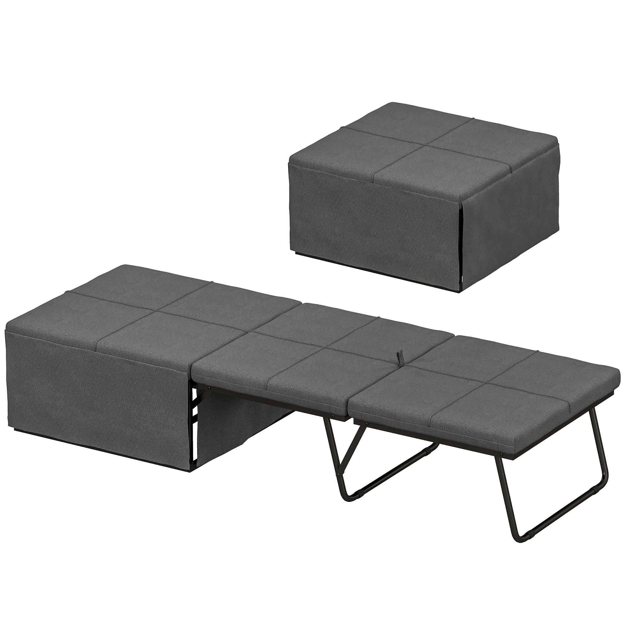 KLAPPBETT ca. 190x60 cm Gästebett mit 8cm Schaumstoff Matratze, faltbar Grau - Schwarz/Grau, Textil/Metall (69/190cm) - HOMCOM
