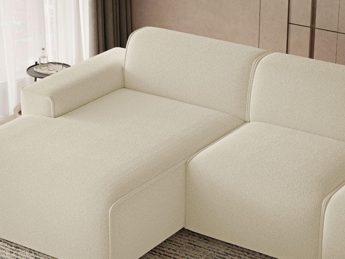 ECKSOFA Lavia Creme Links - Creme/Schwarz, Holz/Kunststoff (310/165cm) - Graingold