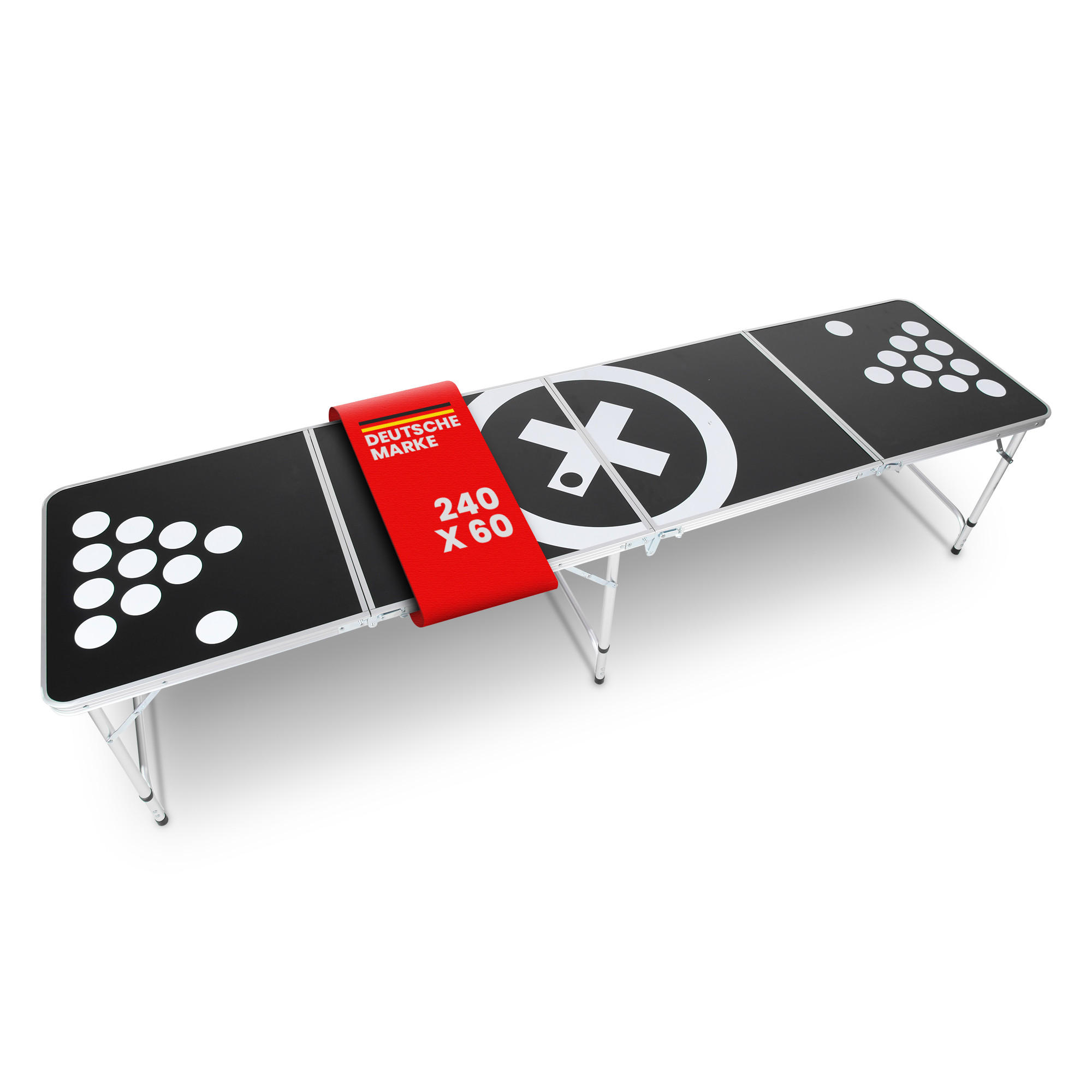 BIERPONGTISCH 240x60x70 cm zusammenklappbar - Schwarz, Metall (60/240cm) - Bestlivings