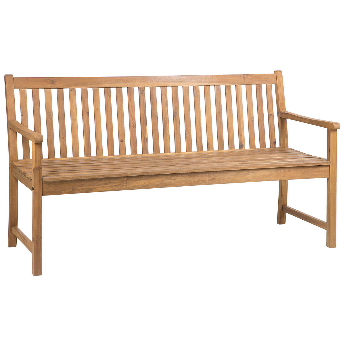 GARTENBANK zertifiziertes Holz hellbraun 160 cm Vivara - Hellbraun, Holz (160/88/61cm) - Beliani