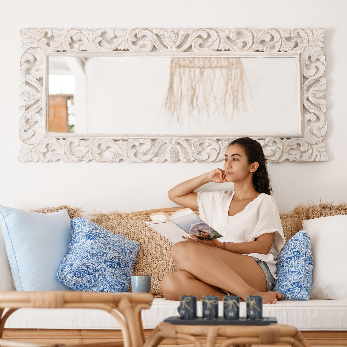 TEELICHTHALTER - Schwarz, Holzwerkstoff/Stein (10.5cm) - Relaxdays