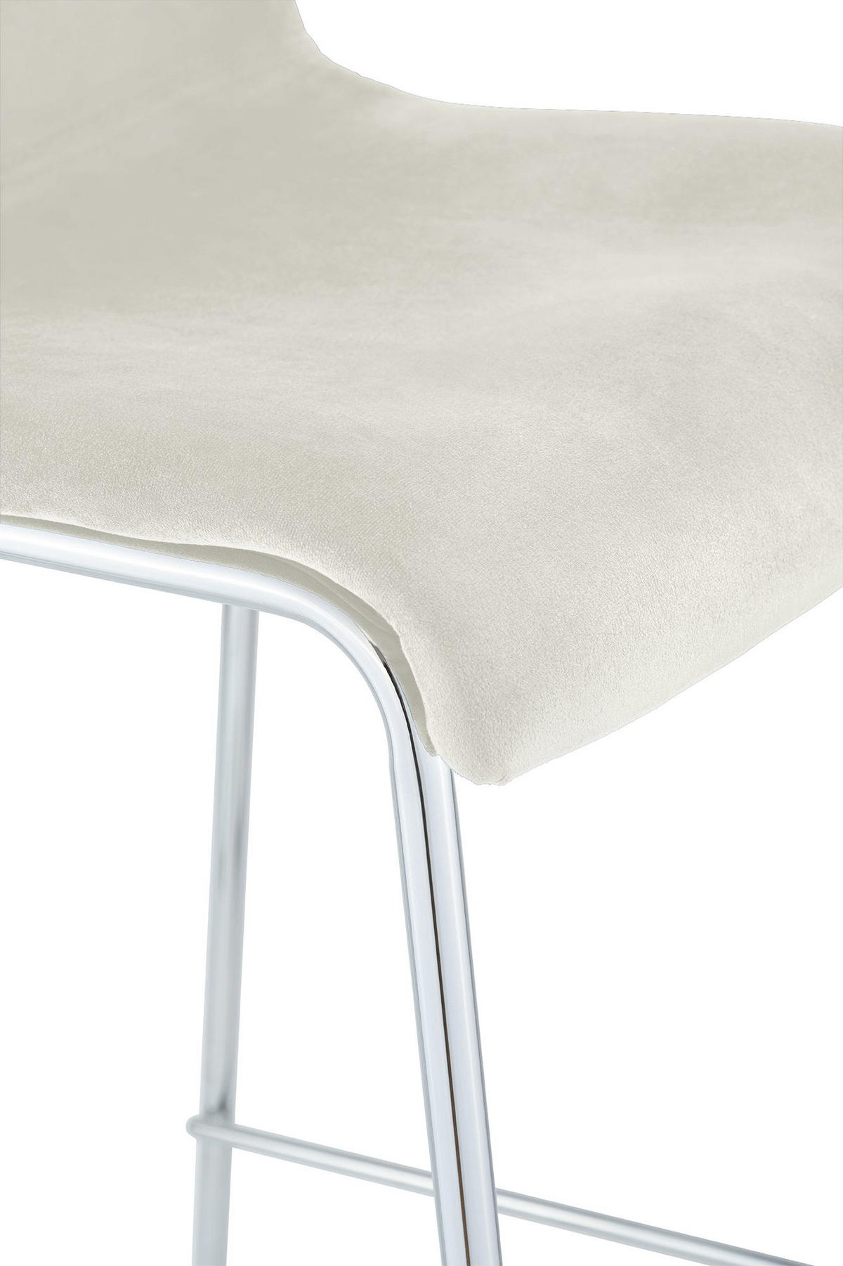 BARHOCKER Samt Creme - Chromfarben/Creme, Textil/Metall (43/100/48cm) - CLP
