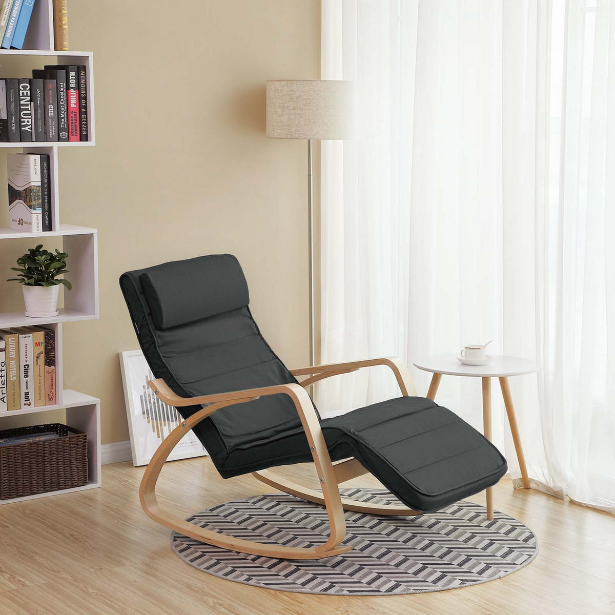 SCHAUKELSTUHL RELAXSTUHL - Grau, Holzwerkstoff (115/91/67cm) - Hansiro