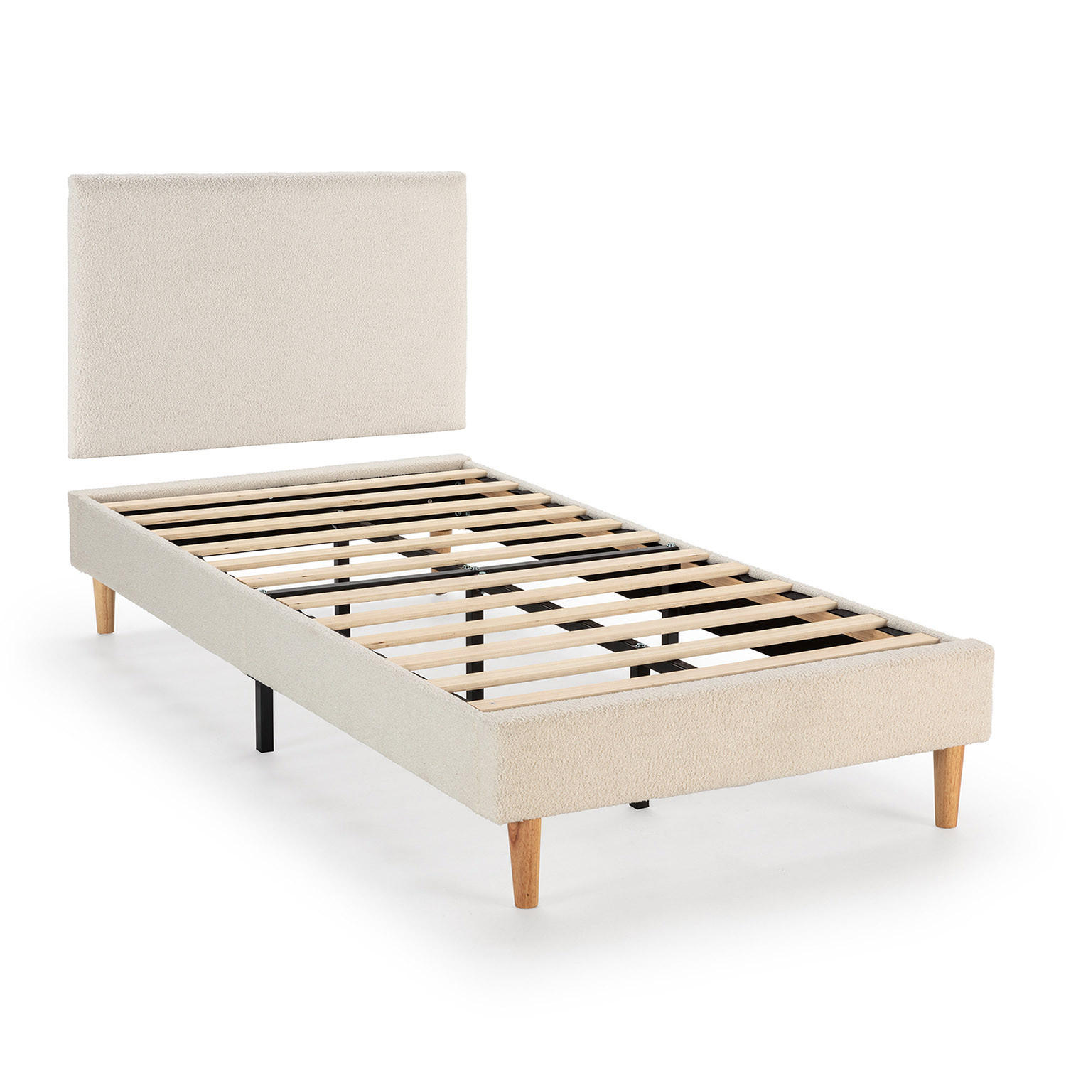 POLSTERBETT + Kopfteil 90x190 cm Niebla, Beige - Beige, Textil (90/190cm) - VS Venta-stock