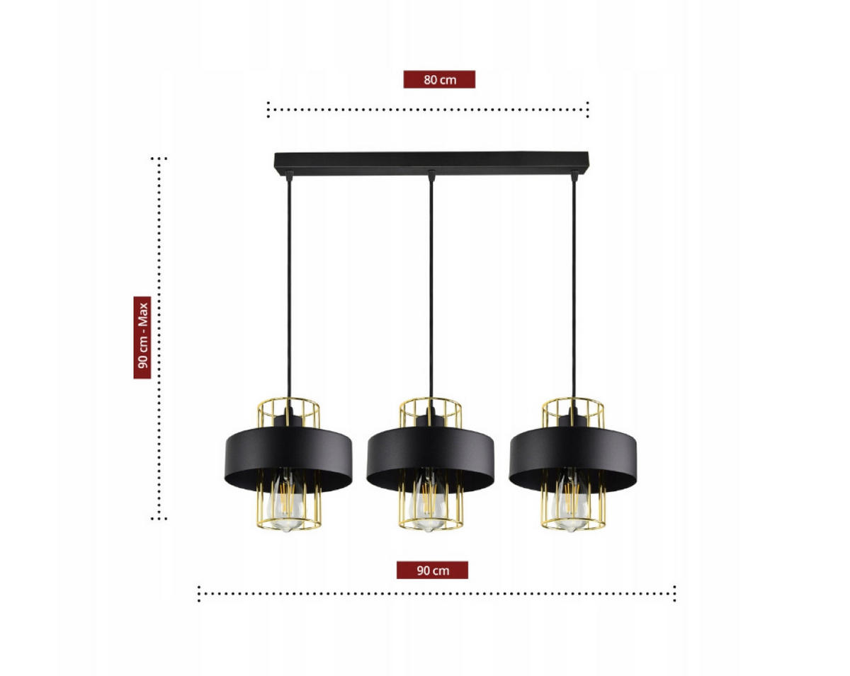 PENDELLEUCHTE LOFT - Goldfarben/Schwarz, Metall (20/90/90cm) - kiki design