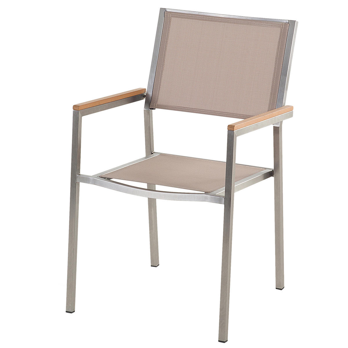GARTENSTUHL 6er-Set beige Edelstahl Grosseto - Hellbraun/Beige, Metall (55/87/58cm) - Beliani