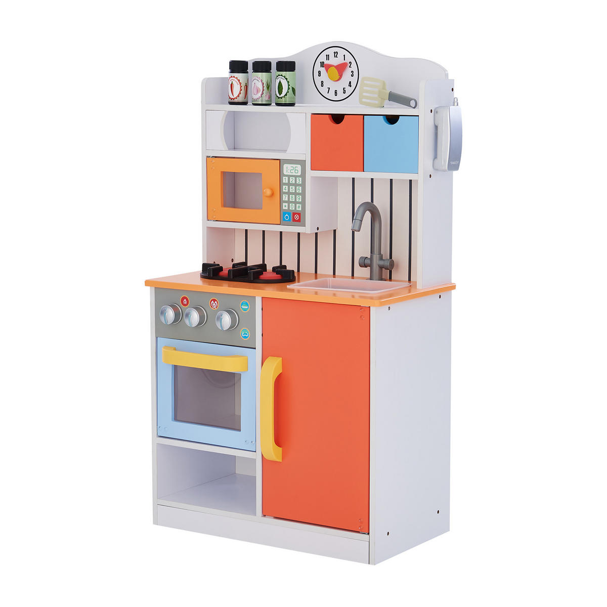 KINDERKÜCHE aus Holz, Koralle, 90cm - Multicolor, Holz (54.6/29.5/90.2cm) - Teamson Kids