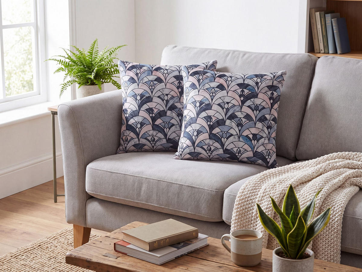 DEKOKISSEN 2er-Set Dunkelblau 45/45 cm Koodal - Multicolor/Dunkelblau, Naturmaterialien/Textil (45/45cm) - Beliani