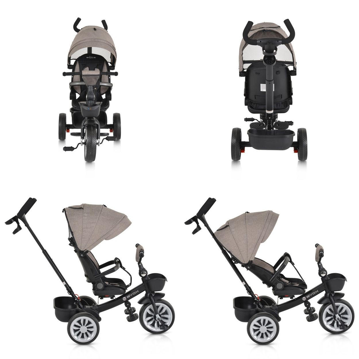 DREIRAD Space 3 in 1 beige Getränkehalter, Korb, Schiebegriff, EVA-Räder - Beige, Metall (89/51/98cm)