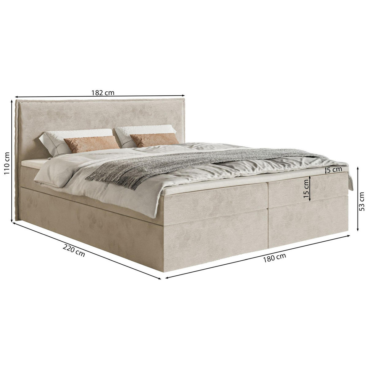 BOXBETT Softie Dunkelgrün Velours wasserabweisend 180x200 cm - Dunkelgrün, Textil (180/200cm) - Selsey