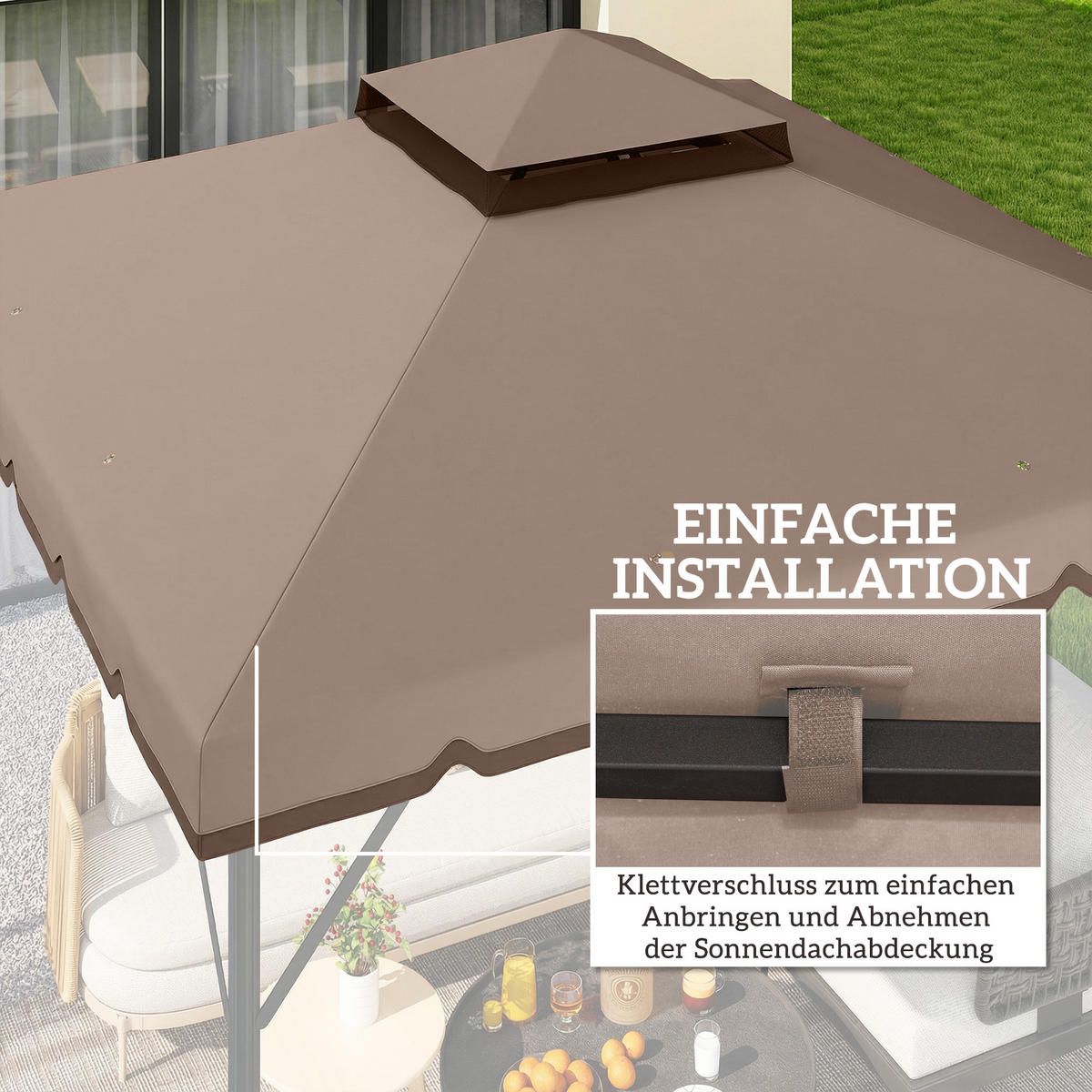 PAVILLON-ERSATZDACH Polyester Khaki Braun - Braun, Textil (300/1/300cm) - Outsunny