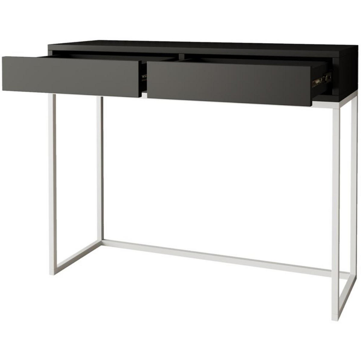 KONSOLENTISCH Lango 100/85/35 schwarz mit weißen Matellbeinen - Schwarz/Weiß, Holzwerkstoff/Metall (35/100/85cm) - Beautysofa