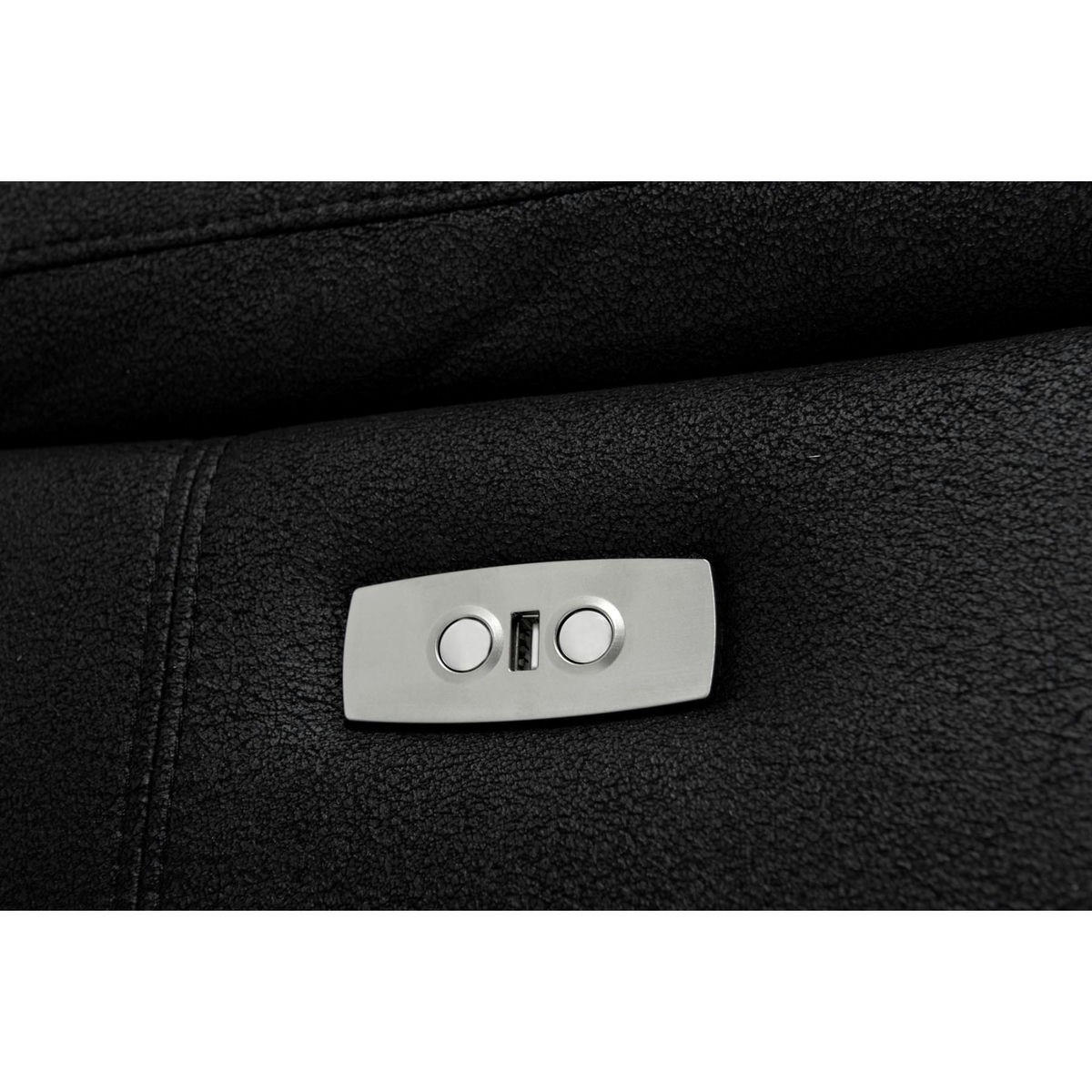 DREISITZER-SOFA Mikrofaser Schwarz - Schwarz, Leder/Metall (222/101/96cm) - Furnhouse