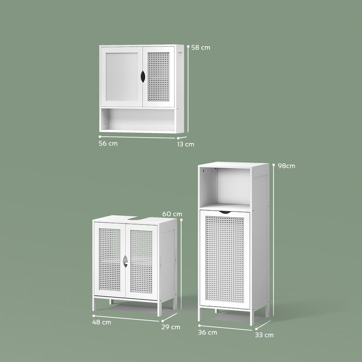 KOMPLET KOPALNIŠKEGA POHIŠTVA Mincio, Bela, 3-delni - bela, leseni material (50/60/29cm) - Livinity®