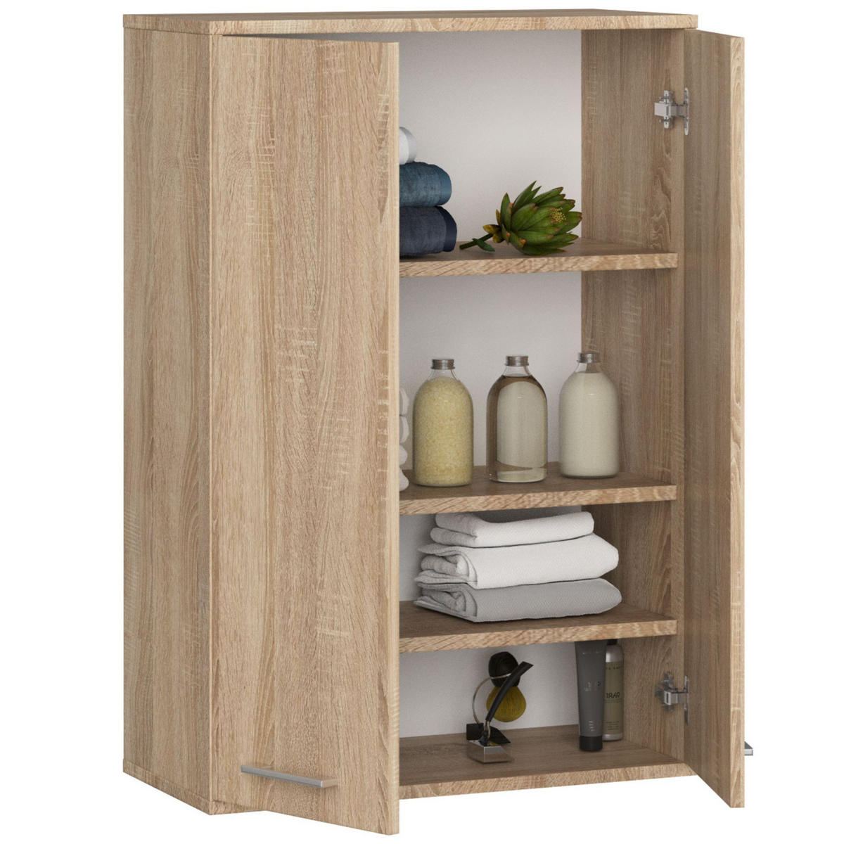 HÄNGESCHRANK Sonoma Eiche 64x94x30 cm - Silberfarben/Sonoma Eiche, Holzwerkstoff/Kunststoff (64/94/30cm) - Akord