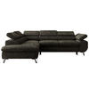 ECKSOFA PABLO L Dunkelgrau Schenille glatt - Links Seite mit Visco Topper - Dunkelgrau/Schwarz, Textil/Metall (208/273cm) - MKS