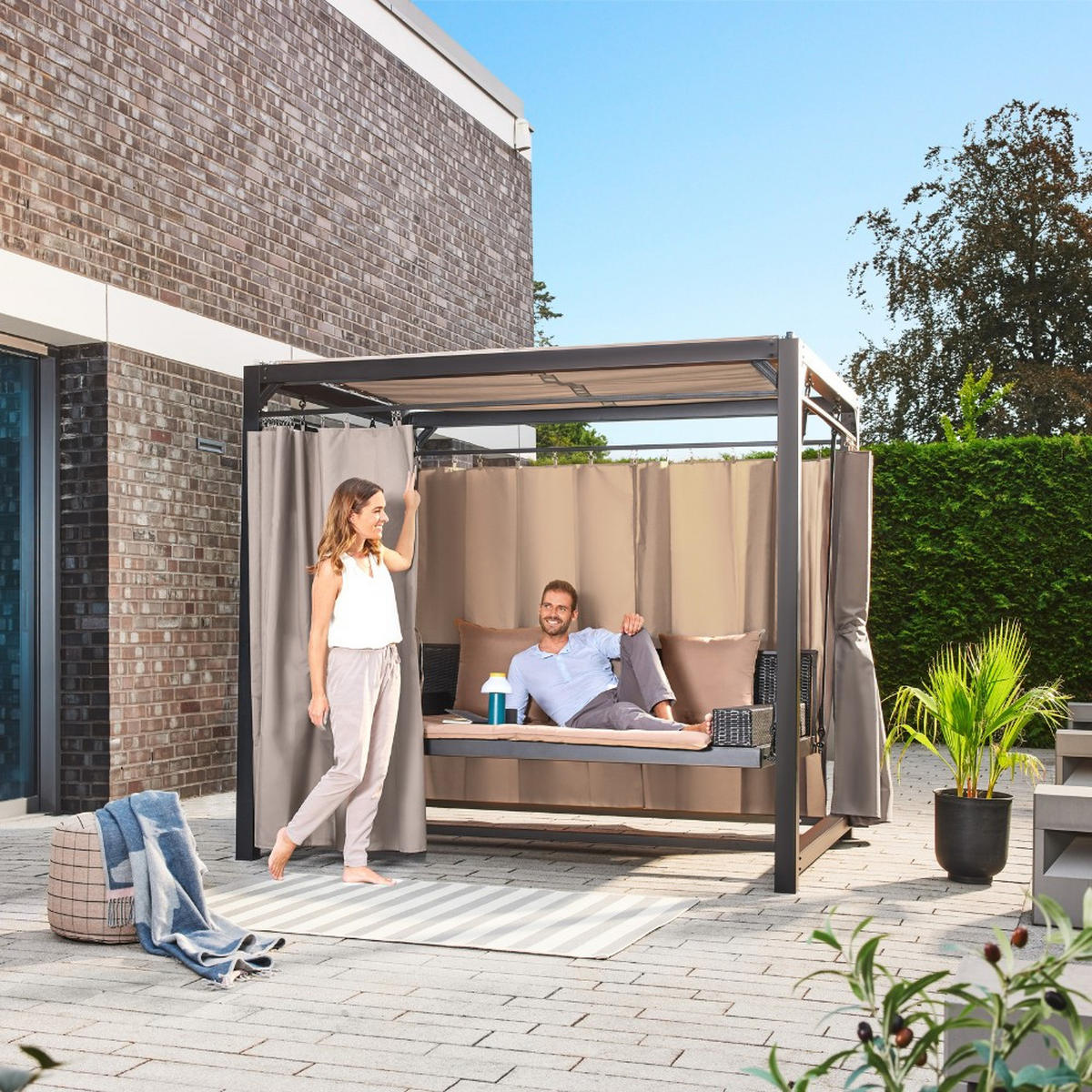 PAVILLON PROVENCE - Ohne Regenabdeckung - Anthrazit, Metall (180/210/236cm) - Home Deluxe