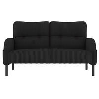 2-SITZER-SOFA Stoffcouch mit Seitentaschen,Cord,Schwarz - Grau, Textil (120/79/75cm) - LVHOM