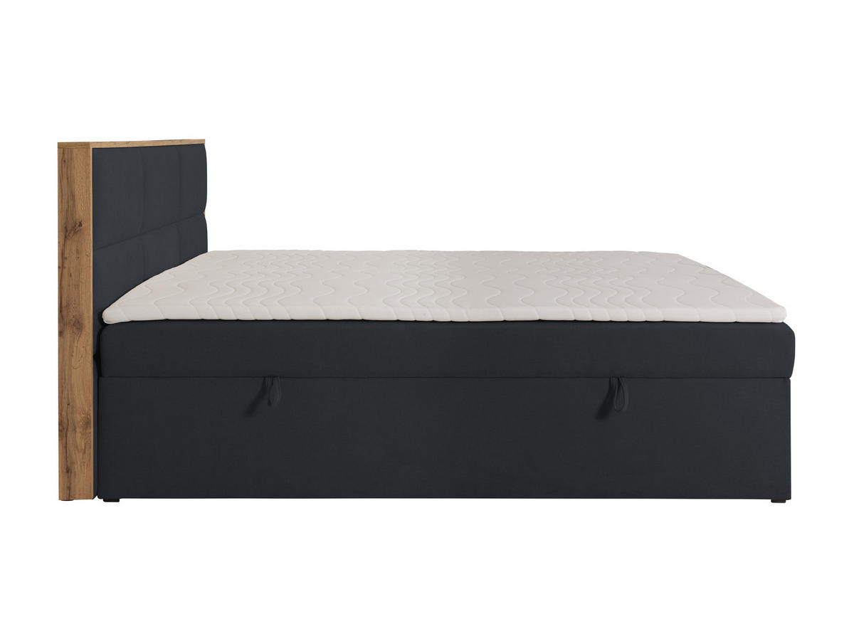 BOXSPRINGBETT ELMA mit Topper und Bettkasten, Anthrazit, 200x200 cm - Anthrazit, Textil (200/200cm) - KS Home Concept