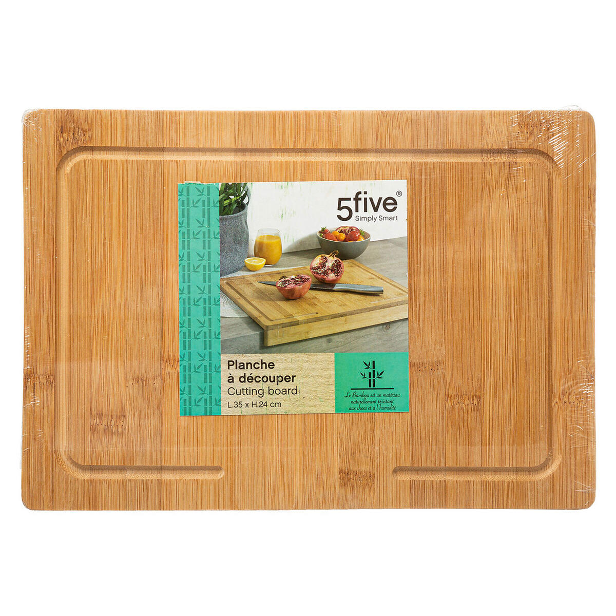 SCHNEIDEBRETT mit Kantenauflage, Bambus, 35 x 24 cm - Braun, Holz (24/35cm) - 5five Simply Smart
