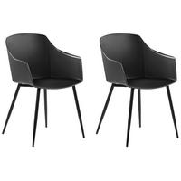 ESSZIMMERSTUHL 2er-Set Kunststoff Schwarz Fonda - Schwarz, Kunststoff/Metall (57/83/51cm) - Beliani