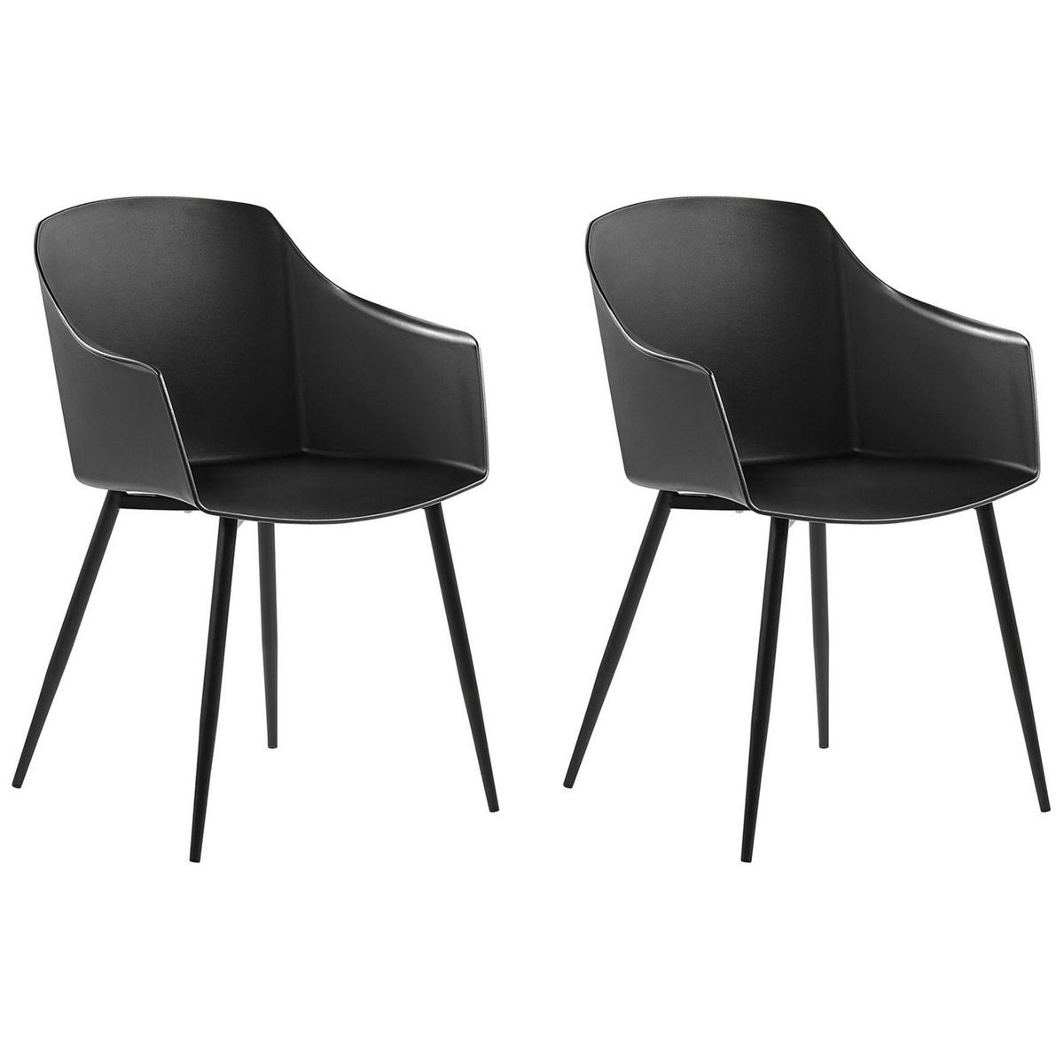 ESSZIMMERSTUHL 2er-Set Kunststoff Schwarz Fonda - Schwarz, Kunststoff/Metall (57/83/51cm) - Beliani