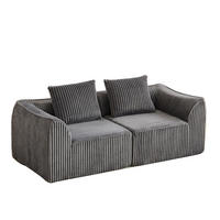 2-SITZER SOFA Cord Grau mit 2 Kissen - Grau, Textil (185/72.5/101cm) - WISHDOR