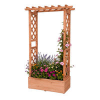 BLOMLÅDA Orange granträ med spaljé och tak - Orange, Trä (78/152/36cm) - Relaxdays