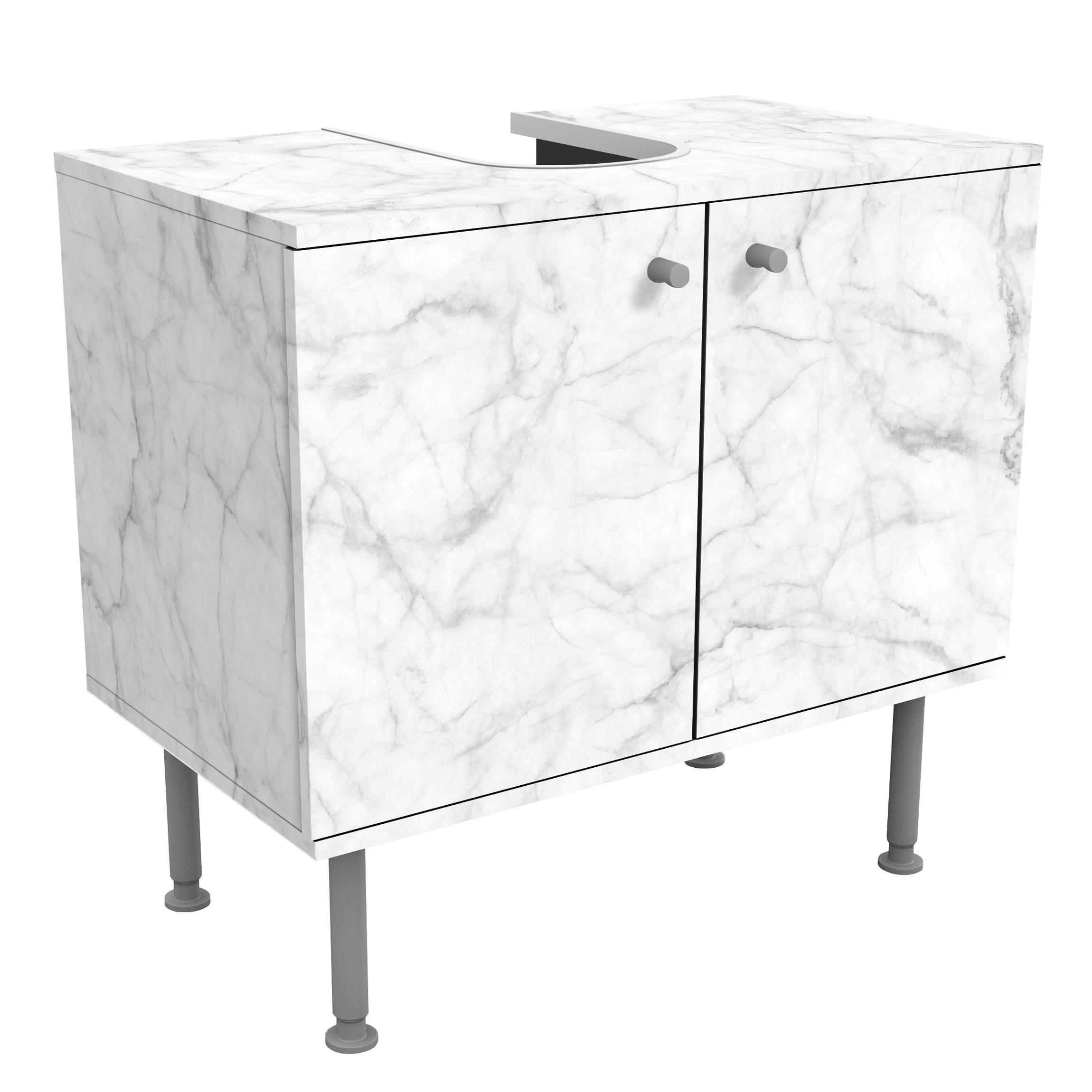 WASCHBECKENUNTERSCHRANK Bianco Carrara 60/55/35 cm - Weiß, Holzwerkstoff (60/55/35cm) - Bilderwelten