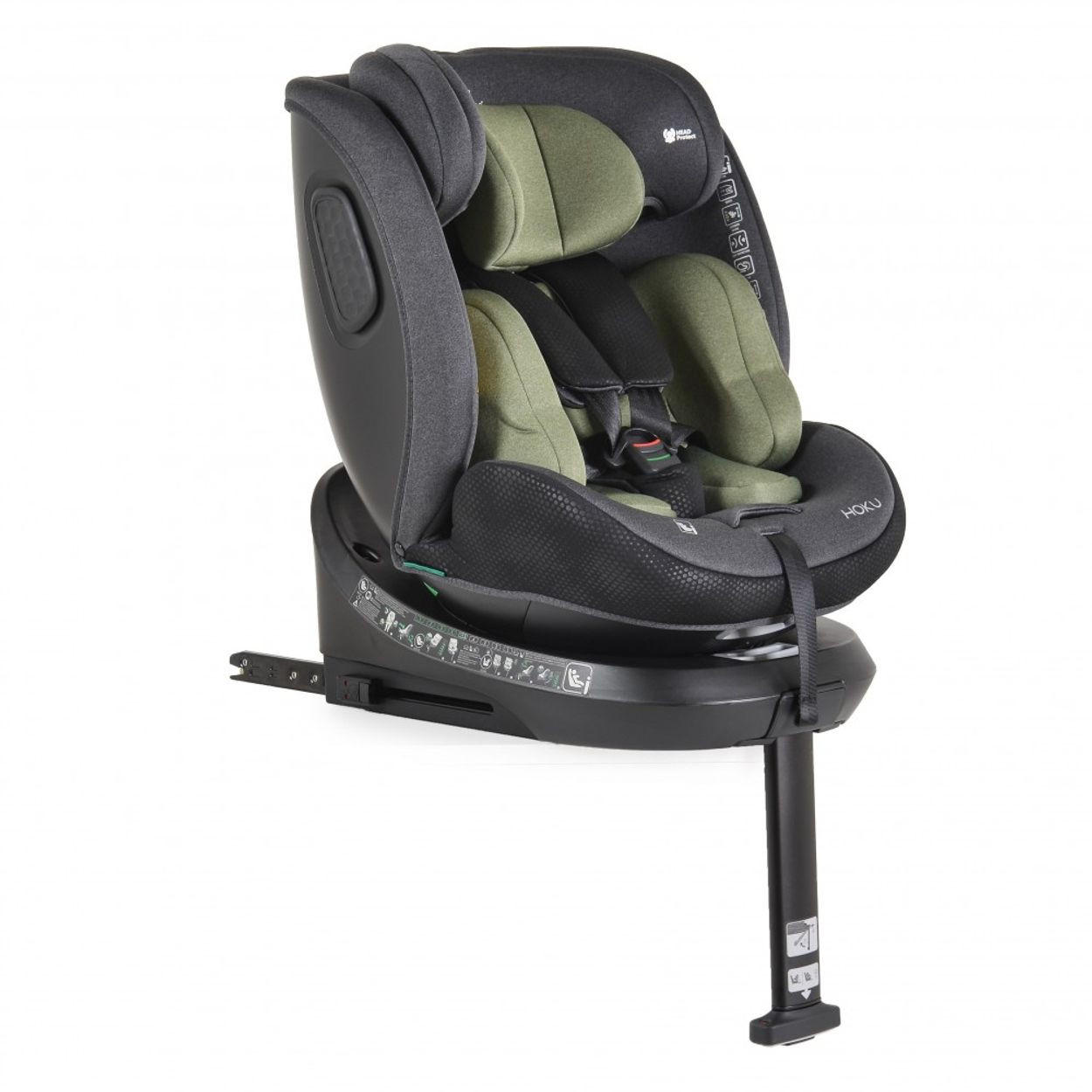 KINDERSITZ Hoku i-Size grün (40-150cm) Gruppe 0+/1/2/3, Isofix, Stützfuß - Grün, Kunststoff (44/60/52cm) - Cangaroo