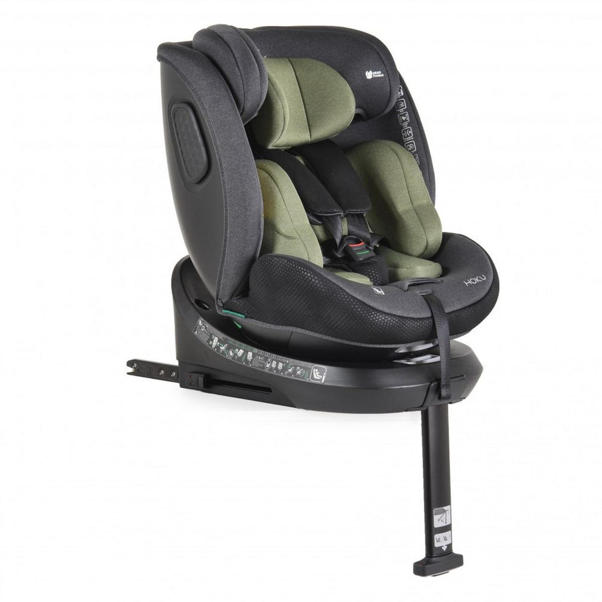 KINDERSITZ Hoku i-Size grün (40-150cm) Gruppe 0+/1/2/3, Isofix, Stützfuß - Grün, Kunststoff (44/60/52cm) - Cangaroo