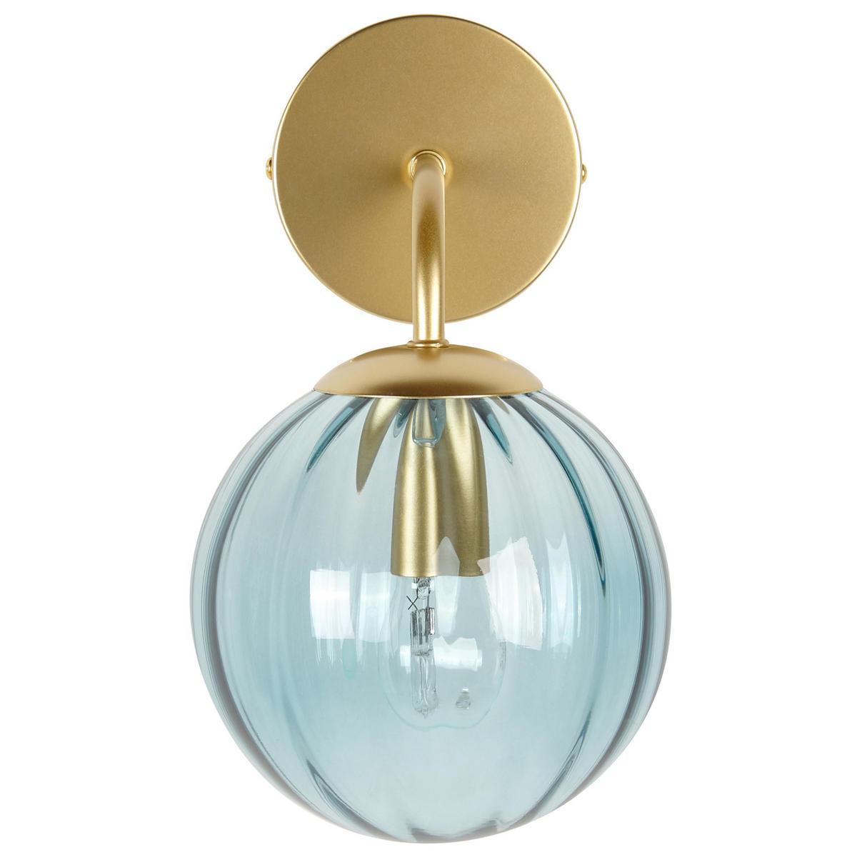WANDLEUCHTE Boomi 22/15/28 cm - Blau, Glas (15/28/22cm) - Beliani