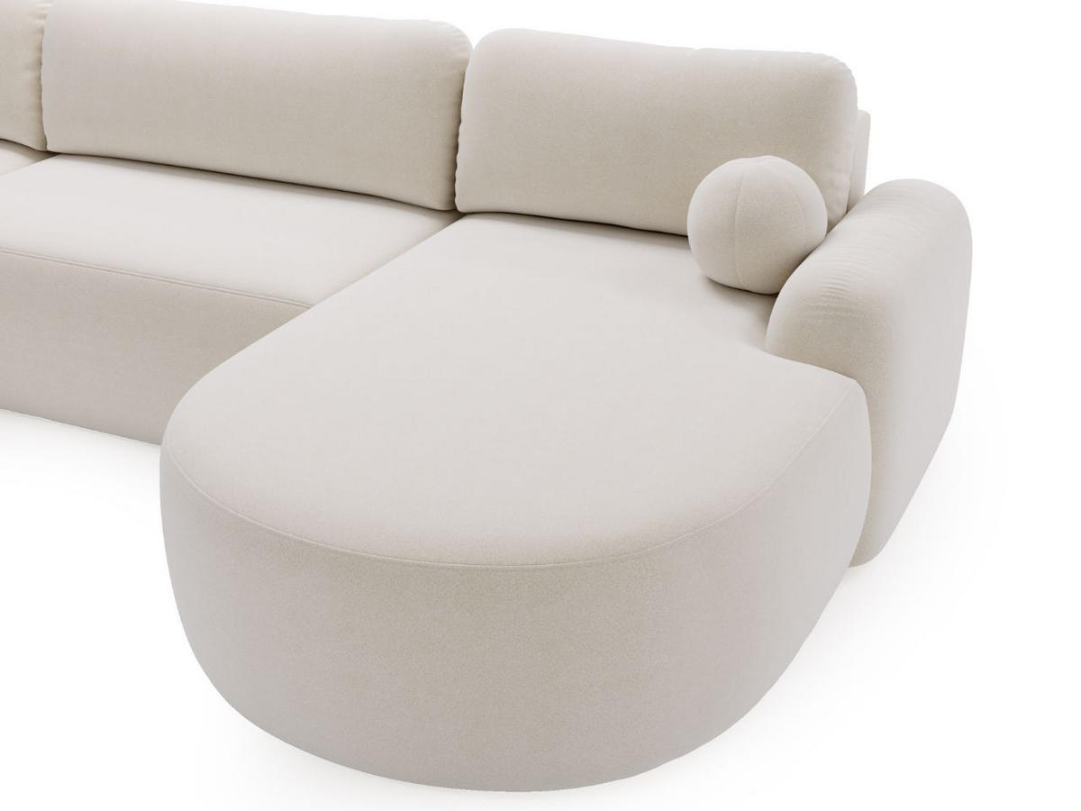 ECKSOFA Aurio U Bouclé-Stoff Weiß - Schwarz/Weiß, Kunststoff/Textil (347/177cm) - Graingold