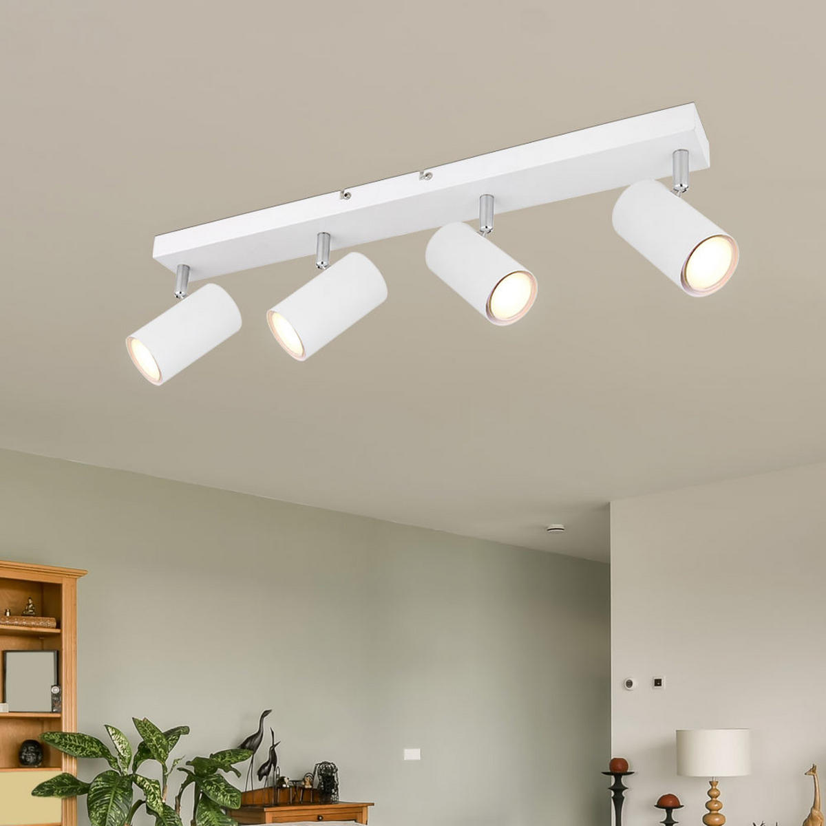 LED DECKENLEUCHTE Metall Weiß 4 Flammig - Weiß, Metall (56/6/12cm) - Globo Lighting