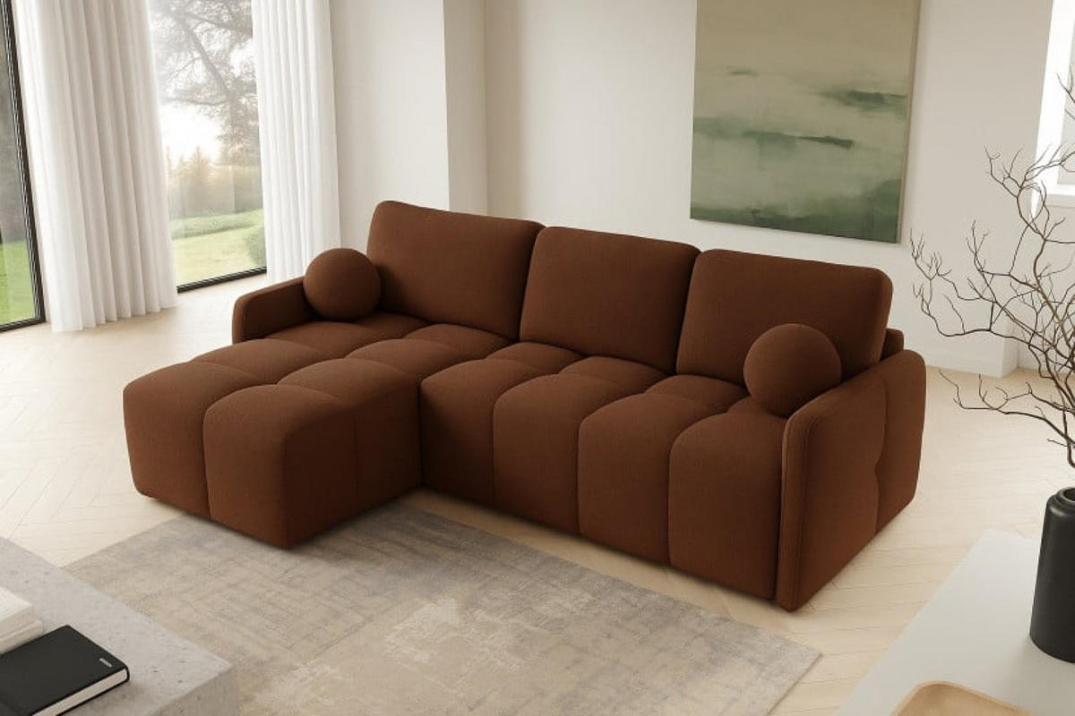 ECKSOFA Ceglasty MONO Mit Schlaffunktion Und Dekokissen Links - Orange, Textil (220/145cm) - Sepro Meble
