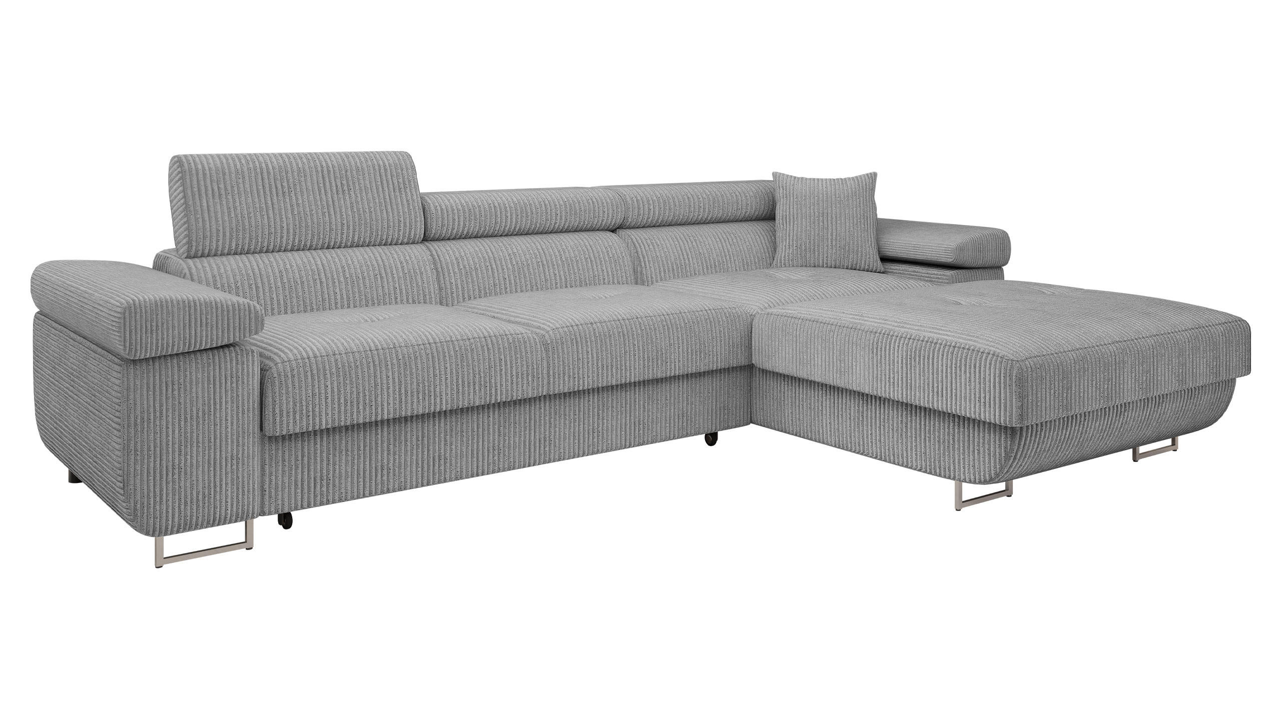ECKSOFA Torezio Mini Cord, Seite: Rechts - Grau, Holz/Textil (280/170cm) - MIRJAN24