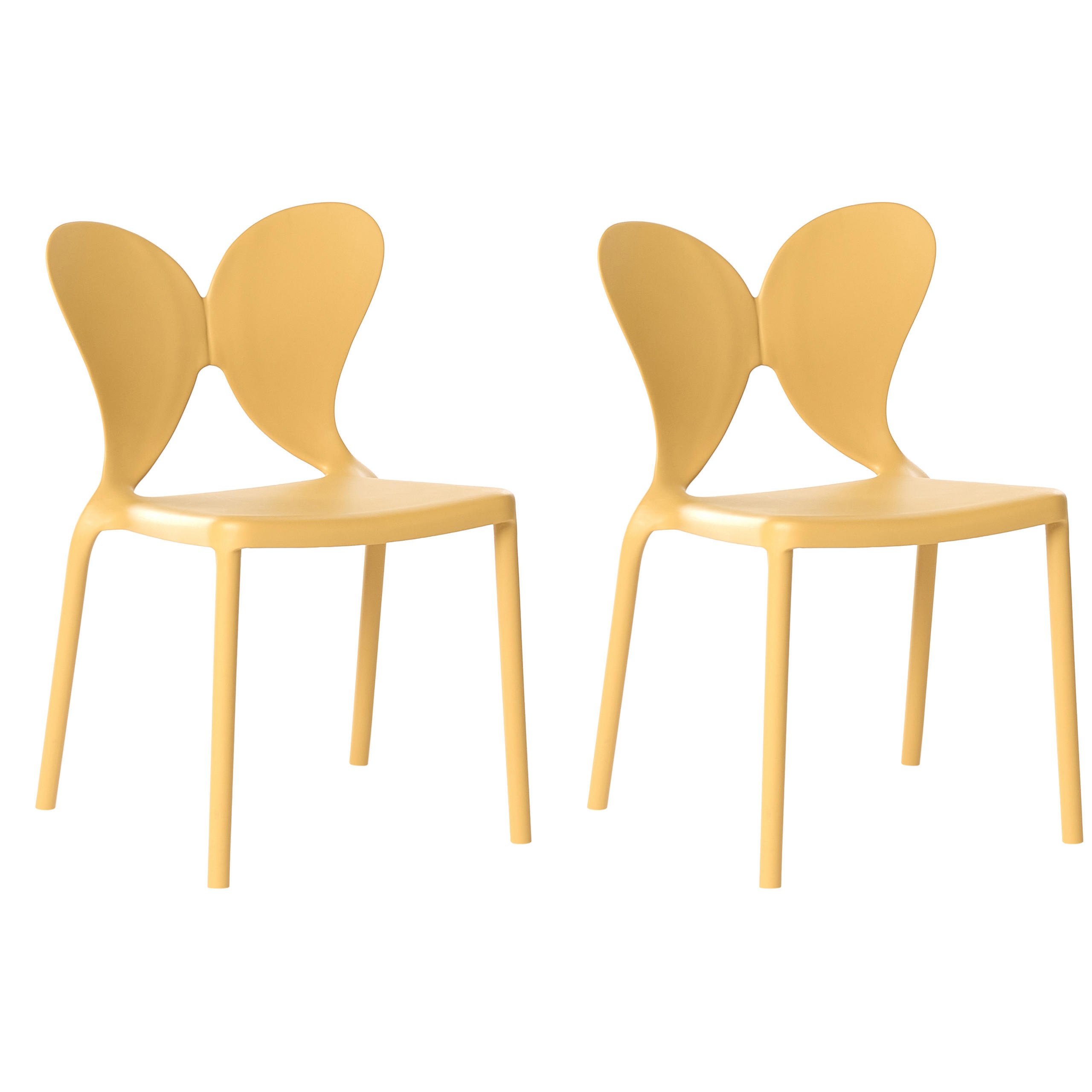 GARTENSTUHL 2er-Set stapelbar Gelb Larissa - Gelb, Kunststoff (50/78/48cm) - Beliani