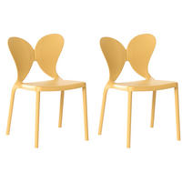 GARTENSTUHL 2er-Set stapelbar Gelb Larissa - Gelb, Kunststoff (50/78/48cm) - Beliani