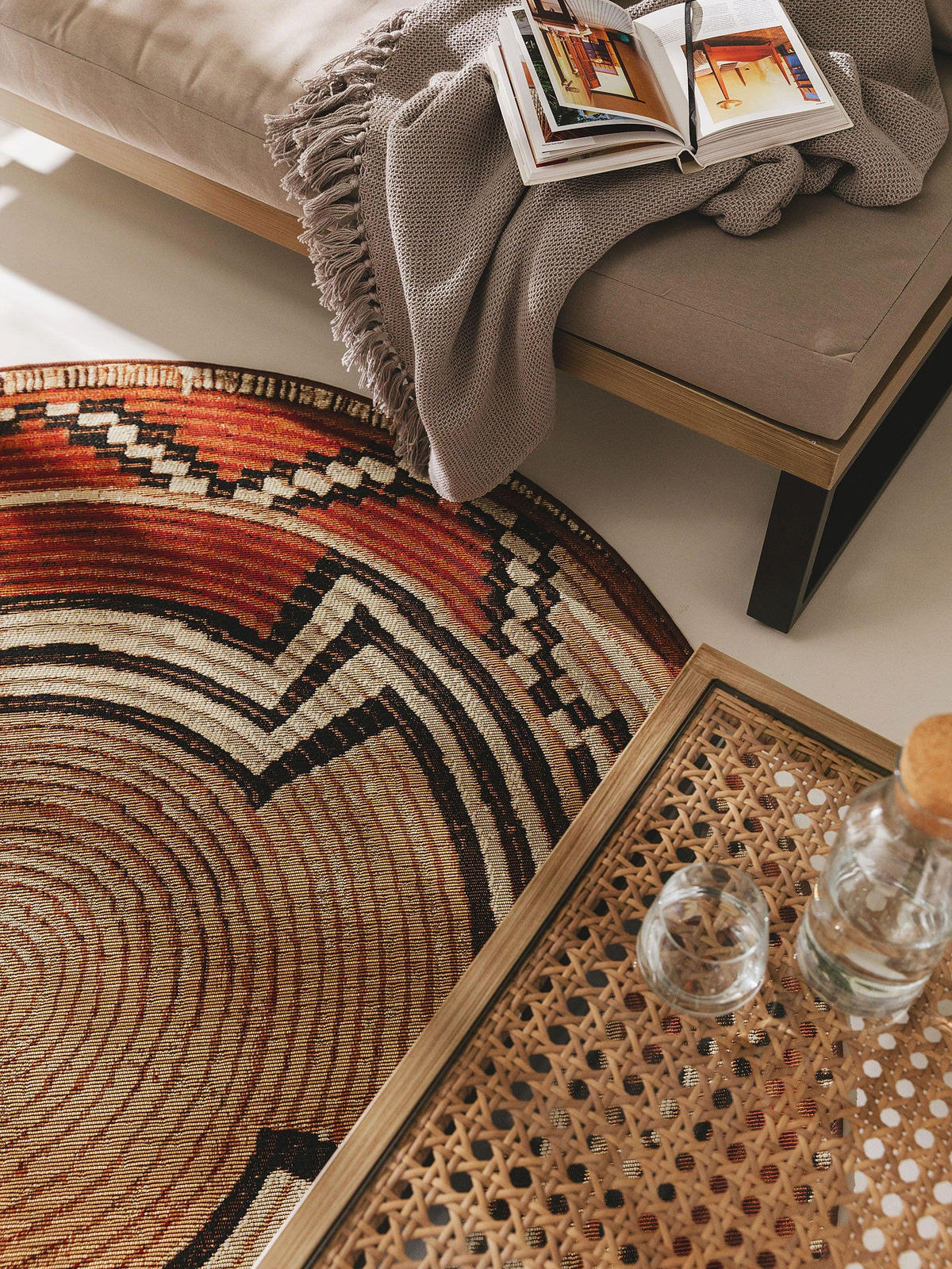 OUTDOORTEPPICH Artis Beige/Kupfer ø 160 cm rund - Beige, Textil (160/160cm) - benuta Nest