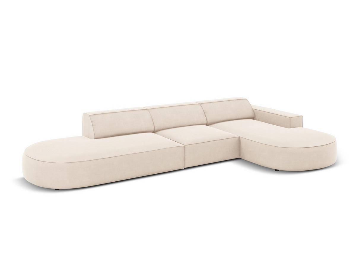 ECKSOFA rechts Jodie aus Samt leichtes beige 4 Sitzplätze - Beige, Textil (166/342cm) - Micadoni