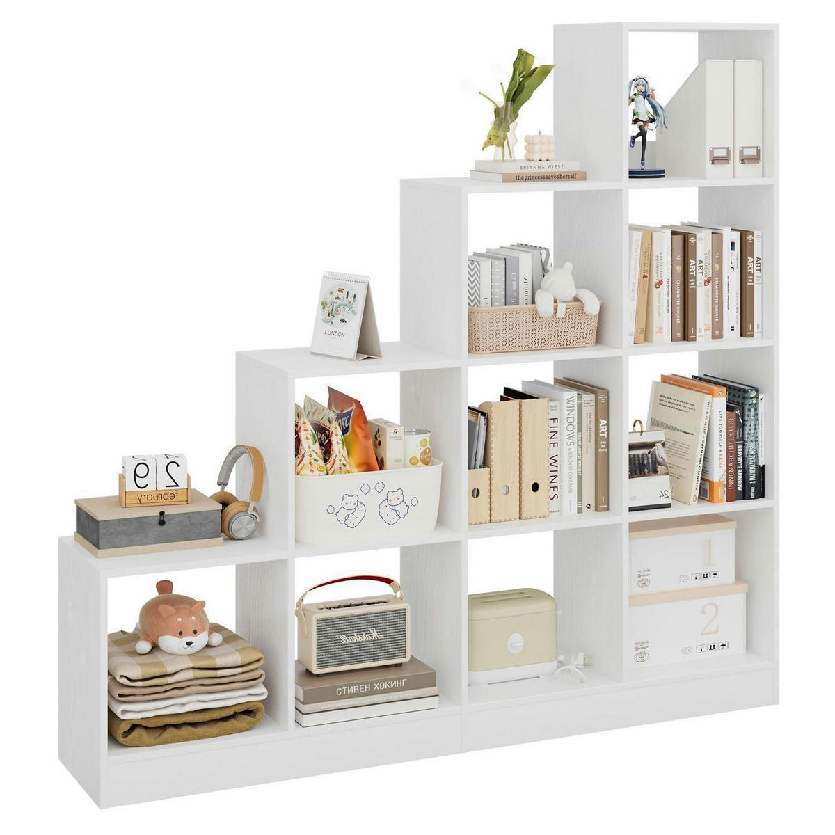 BÜCHERREGAL 10 Würfel Weiß 127 x 124 cm - Weiß, Holzwerkstoff (127/124/24cm)