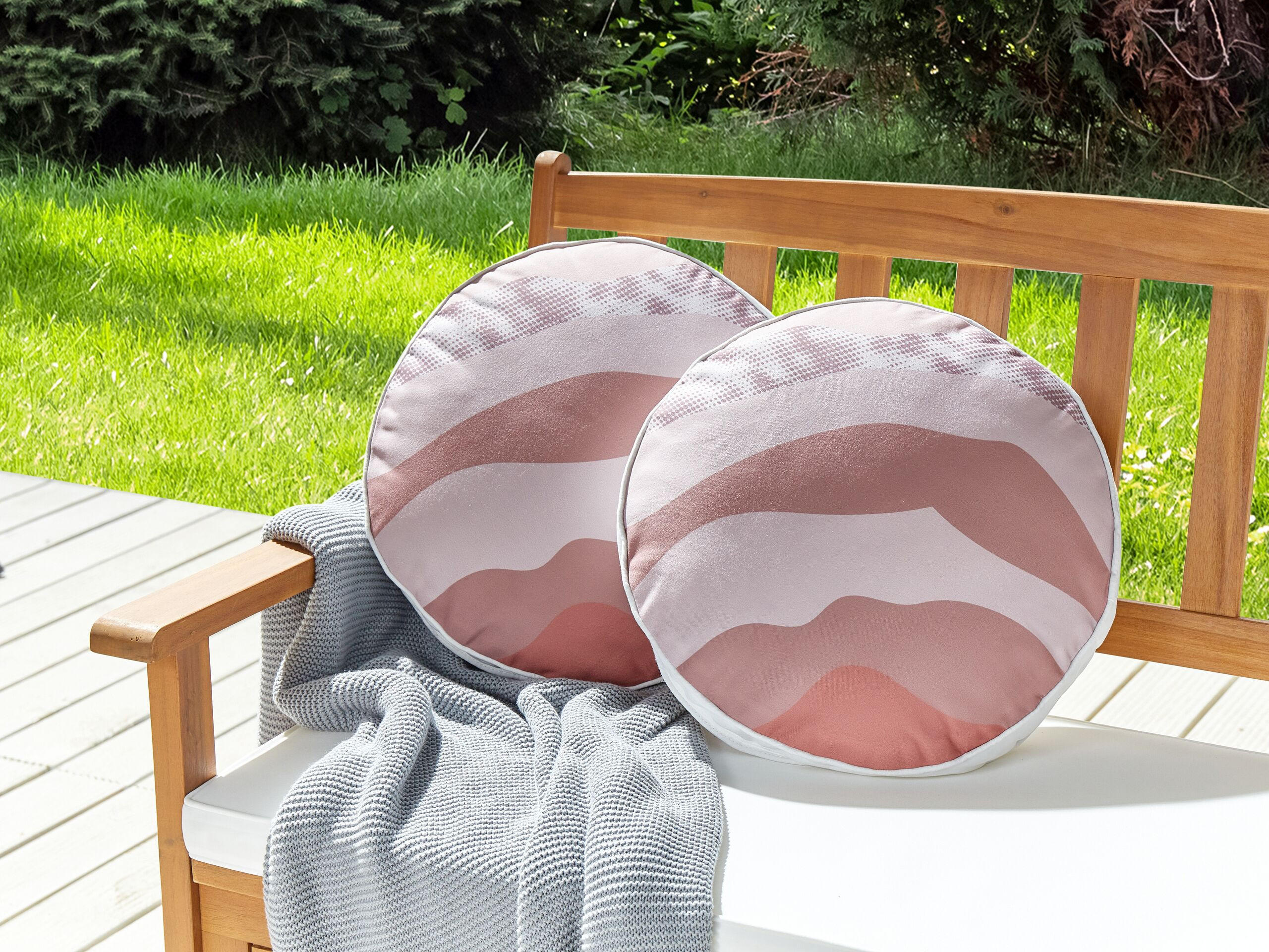 GARTENKISSEN 2er-Set abstraktem Motiv pastellrosa 40 cm Campei - Rosa, Textil (40/40cm) - Beliani