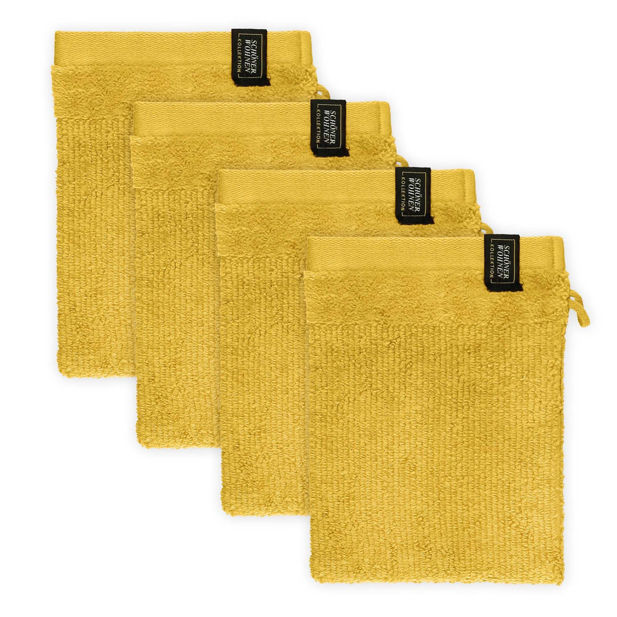 WASCHANDSCHUH BAUMWOLLE SENSE 4ER SET - Gelb, Textil (16/21cm) - Schöner Wohnen