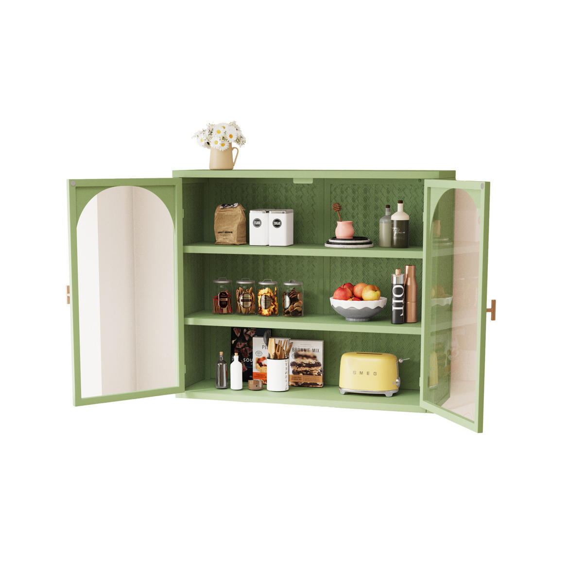 KÜCHENOBERSCHRANK 70 cm aus Metall und Glas mit Geflechtmuster Grün - Grün, Holzwerkstoff (70/60/23cm) - Modenvie